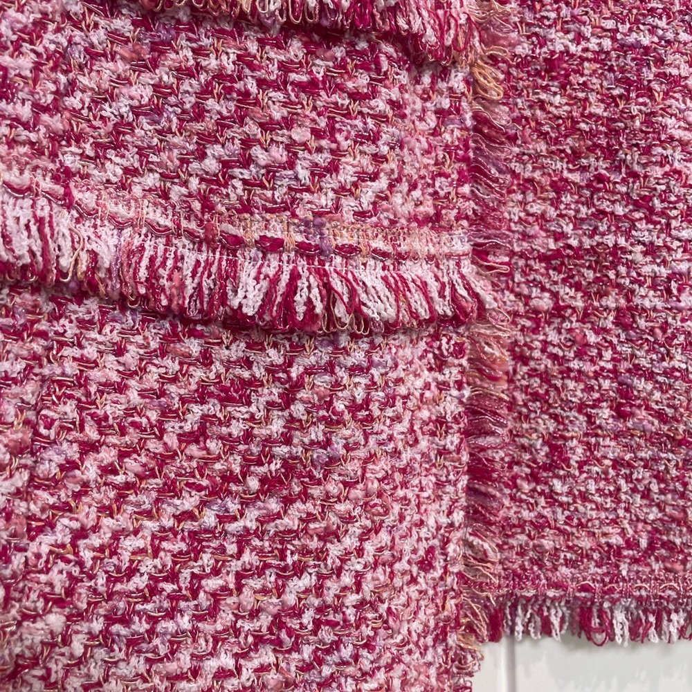 Chico's Pink Tweed Blazer With Fringe NWT. ( 00 in Chicos sizing) - Picture 8 of 12